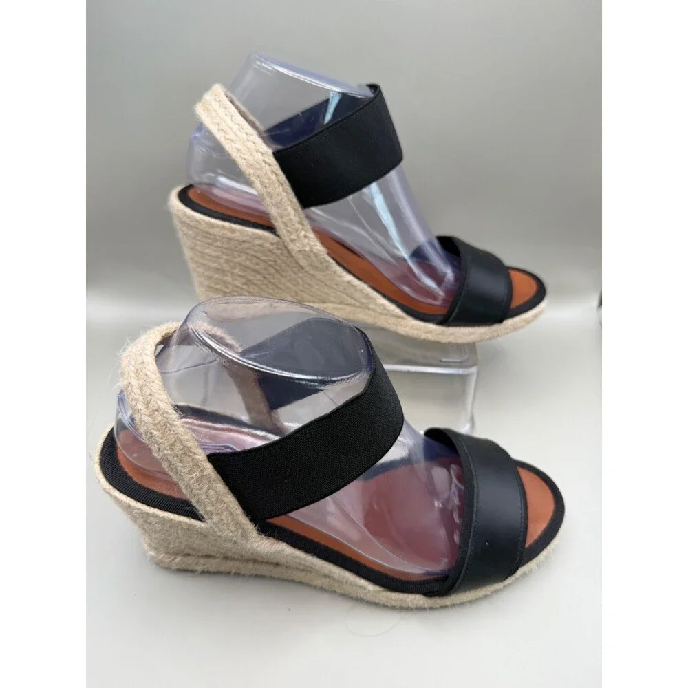 Dalson Espadrilles Womens Open-Toe Wedge Size 9 Black Handmade Spain